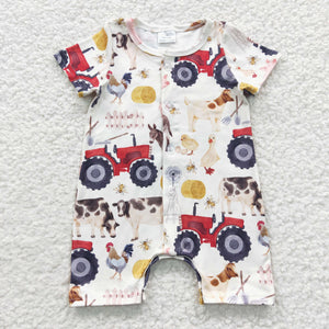 Farm Animals Tractor Boys Summer Romper