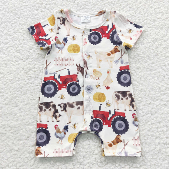 Farm Animals Tractor Boys Summer Romper