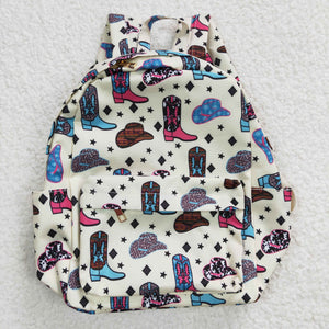 Cowgirl Boots Hat Beige Backpack