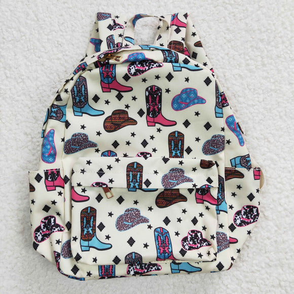 Cowgirl Boots Hat Beige Backpack