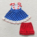 Promotional Stars Bow Red Girls 4th of July Outfits