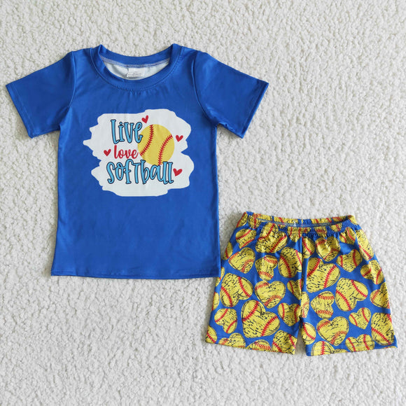 Promotional Love Softball Blue Boys Shorts Sets
