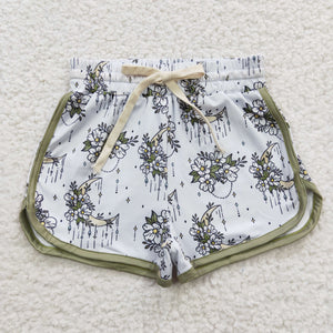 Moon Floral Mint Milk Silk Girls Shorts