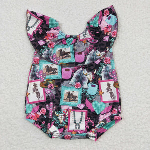 Rodeo Off Shoulder Purple Girls Summer Romper