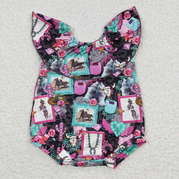 Rodeo Off Shoulder Purple Girls Summer Romper
