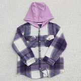 Purple White Plaid Hoodie Boys Hoodie Top