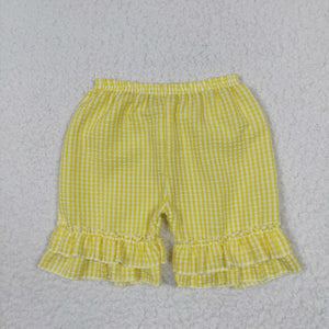 Yellow Plaid Girls Shorts