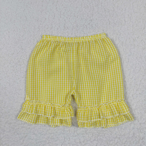 Yellow Plaid Girls Shorts