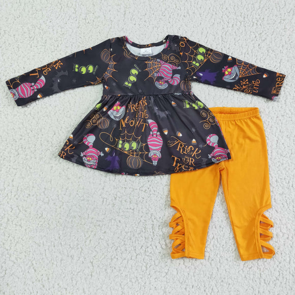 Promotional Cartoon Orange Legging Girls Halloween Outfits