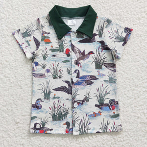 Wild Duck Green White Boys Short Sleeve Top