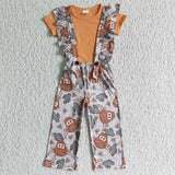 Highland Cactus Orange Girls Suspender Pants Overalls Sets