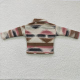 Pink Brown Stripe Shirt Girls Long Sleeve Top