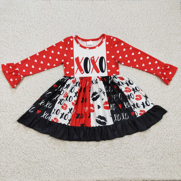 Love XOXO Red Patchwork Girls Valentine Dress