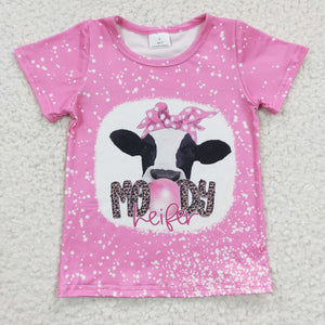 Moody Heifer Pink Girls Short Sleeve Top