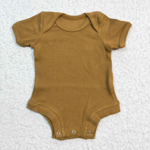 Solid Brown Thread Cotton Summer Romper