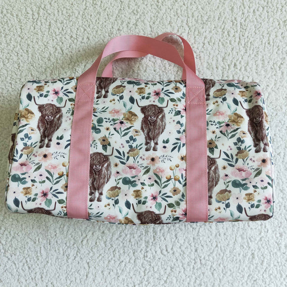 Highland Cow Floral Gym Bag