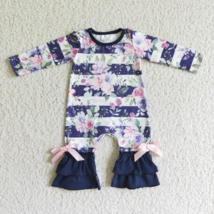 Promotional Floral Navy Girls Fall Romper