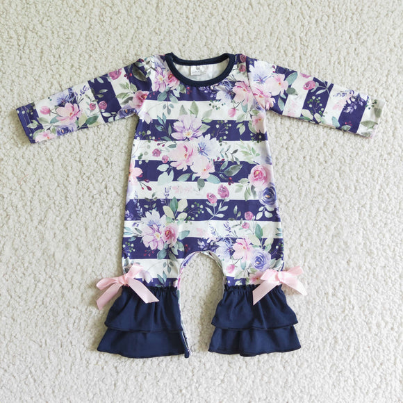 Promotional Floral Navy Girls Fall Romper