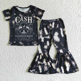 Promotional Cash Black Girls Short Sleeve+Trousers Sets