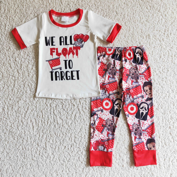 Letters Cartoon Red White Boys Halloween Outfits