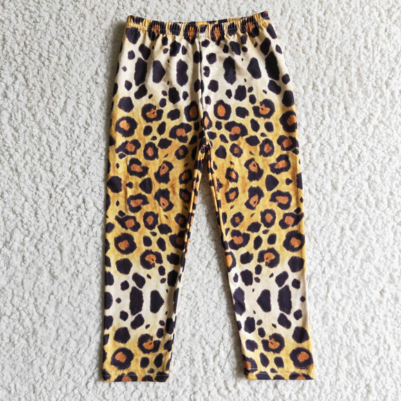 Yellow Leopard Print Girls Legging Pants