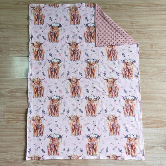 Cows Floral Pink Blankets
