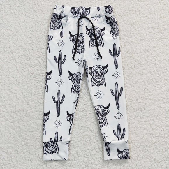 Highland Cow Aztec White Boys Pants