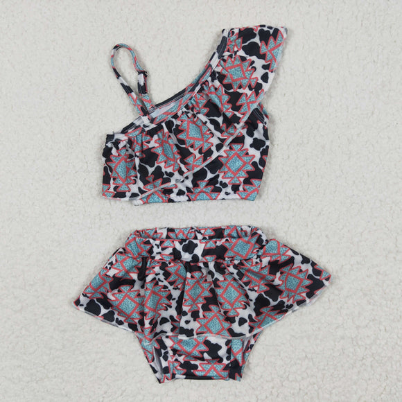Aztec Cow Print Girls Swimsuits