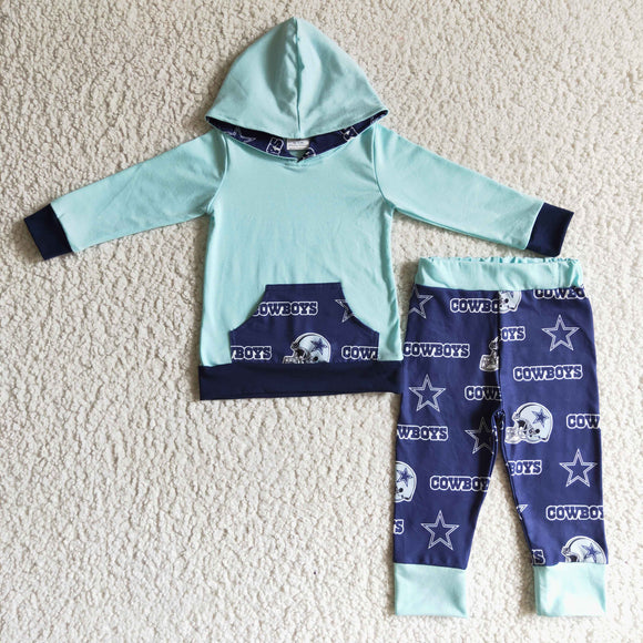 Stars Football Team Blue Boys Fall Hoodie Sets
