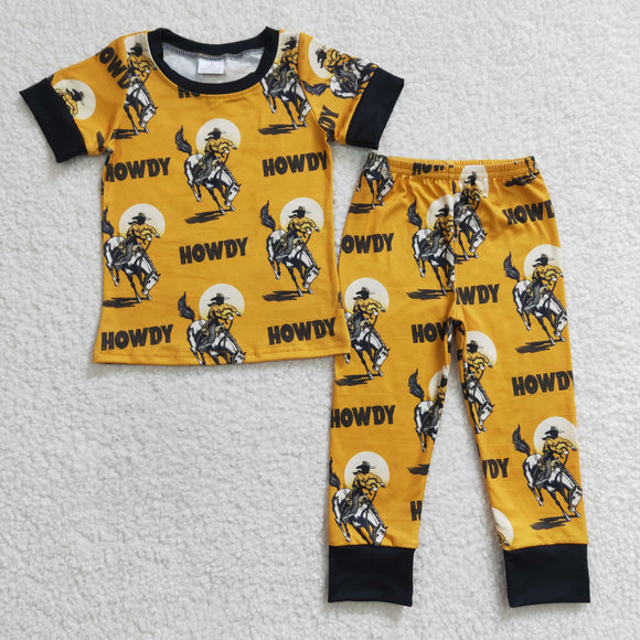 Promotional Howdy Cowboy Yellow Boys Short Sleeve Pajamas