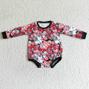 Cartoon Dog Red Girls Fall Romper