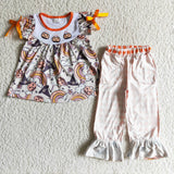Pumpkin Rainbow Orange Plaid Girls Halloween Outfits