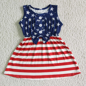 Promotional Stripe Bow Girls 4th of July Dress