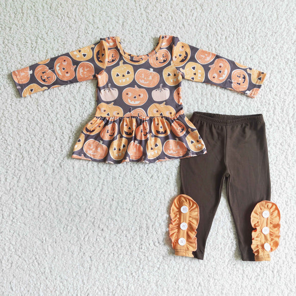 Pumpkin Brown Legging Girls Halloween Outfits