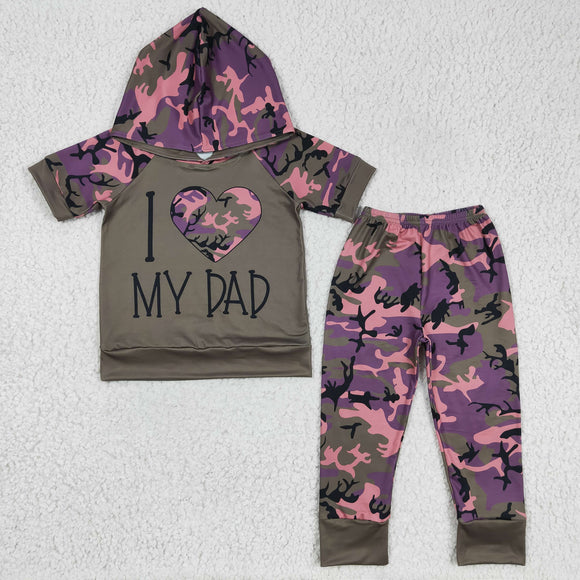 Promotional I Love My Dad Letters Jungle Camo Boys Fall Hoodie Sets