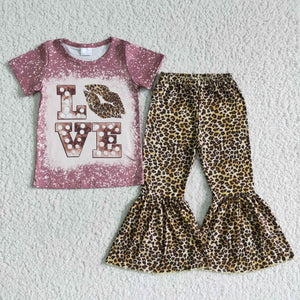 Promotional Love Leopard Print Girls Valentines Outfits