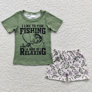 Fishing Relaxing Boys Shorts Sets