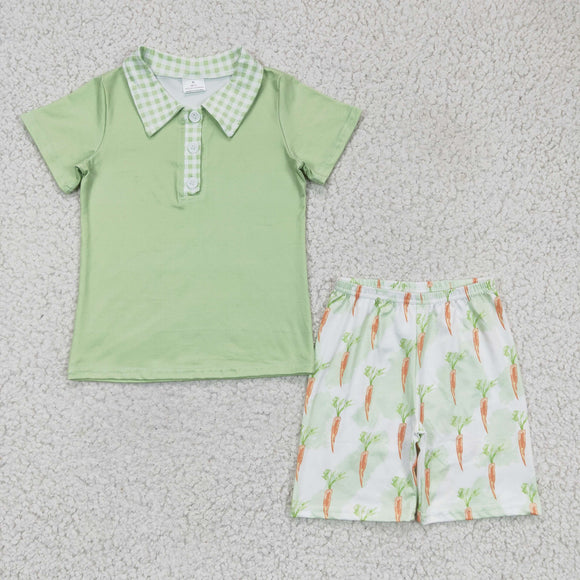 Carrot Green Plaid Boys Easter Outfits