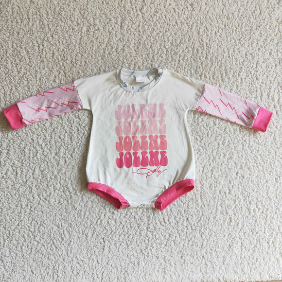 Promotional Letters Lightning Pink White Fall Romper