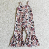 Pumpkin Lantern Floral Girls Halloween Jumpsuit