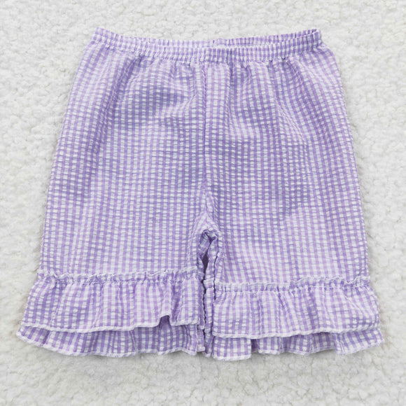Purple Plaid Girls Shorts