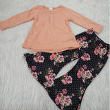 Promotional Solid Color Orange (4 colors series) Girls Long Sleeve+Trousers Sets