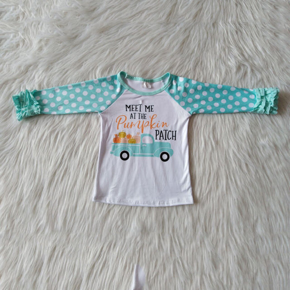 Promotional Pumpkin Patch Sky Blue Girls Long Sleeve Top