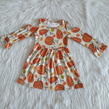 Promotional Pumpkin Girls Long Sleeve Dress