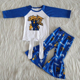 Team Blue Criss-Cross Girls Long Sleeve+Trousers Sets