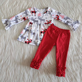 Reindeer Red Ruffles Girls Christmas Outfits