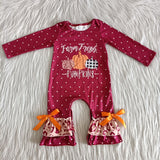 Promotional Farm Fresh Pumpkins Red Girls Fall Romper