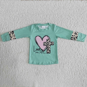 Kids Valentine Day Green Shirt