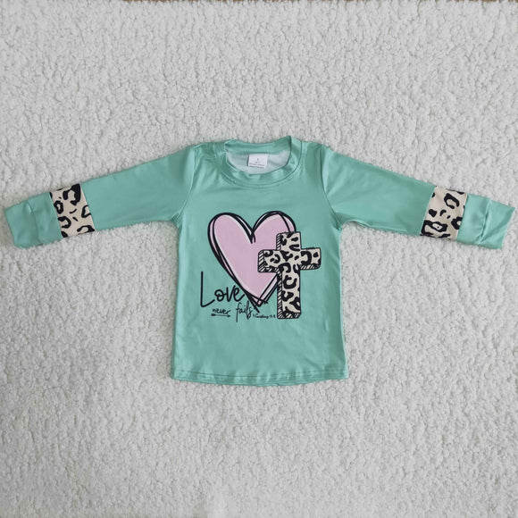 Kids Valentine Day Green Shirt
