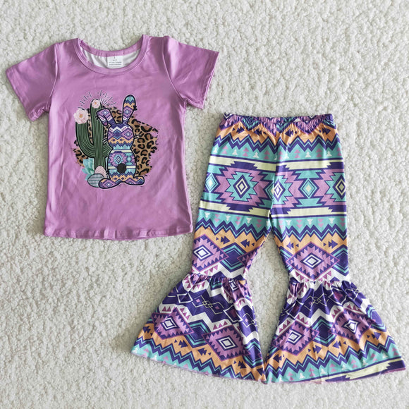 Promotional Bunny Cactus Aztec Purple Girls Easter Outfits